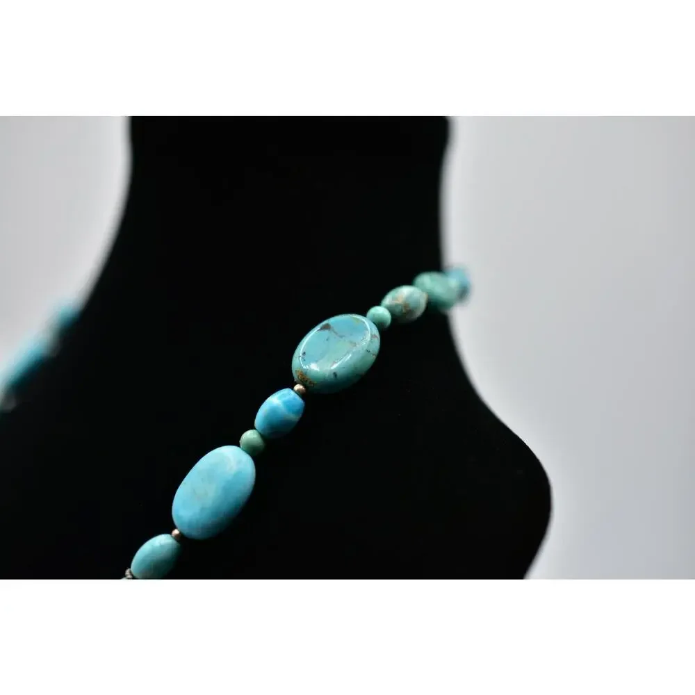 Barse Sterling Silver Necklace 925 Howlite Turquoise Beaded Collar Signed Bin7